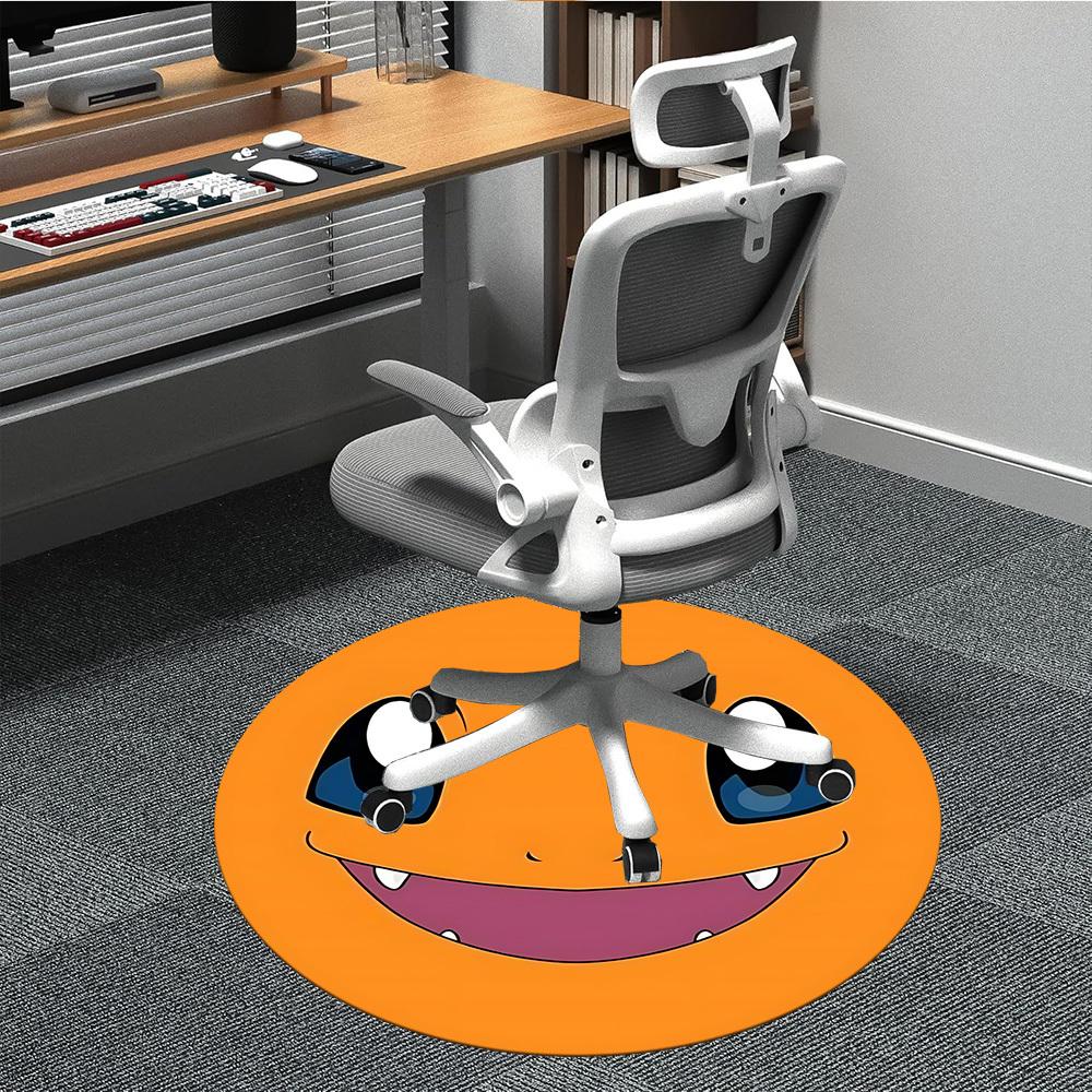

1pc Charmander Office Round Area Rug, Indoor Mat Suitable For Office, Under Office Chairs Bedroom Living Room Home Decor, Room Deco 80cm