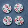 20mm Round Red Ceramic Flower Button for Clothing & Journals