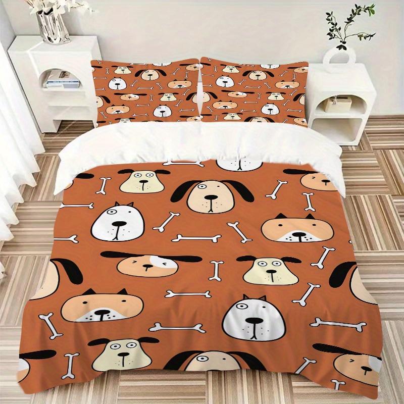 3pcs Dogs, Bones Bedding Set, Breathable and Soft, Suitable for All Seasons, Ideal for Home Use, Suitable for Bedroom Decor 21163