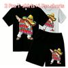 Fashion Cartoon Characters with Cool Stylish Designs Print Outdoor Street Kids T-shirt and Shorts Summer Home Casual Outfit Boy and Girl's Sports Set