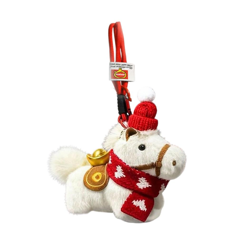 Cute Pony Keychain Plush Horse Keyring Car Ornament Decor Bag Charm Gift for Valentine House New Year Holiday Auto Accessory