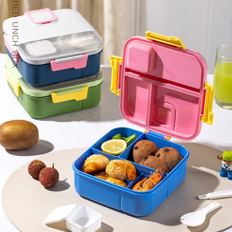Large Capacity Square Lunch Box with Compartments Microwave Safe for Students and Office Workers Cross Border New