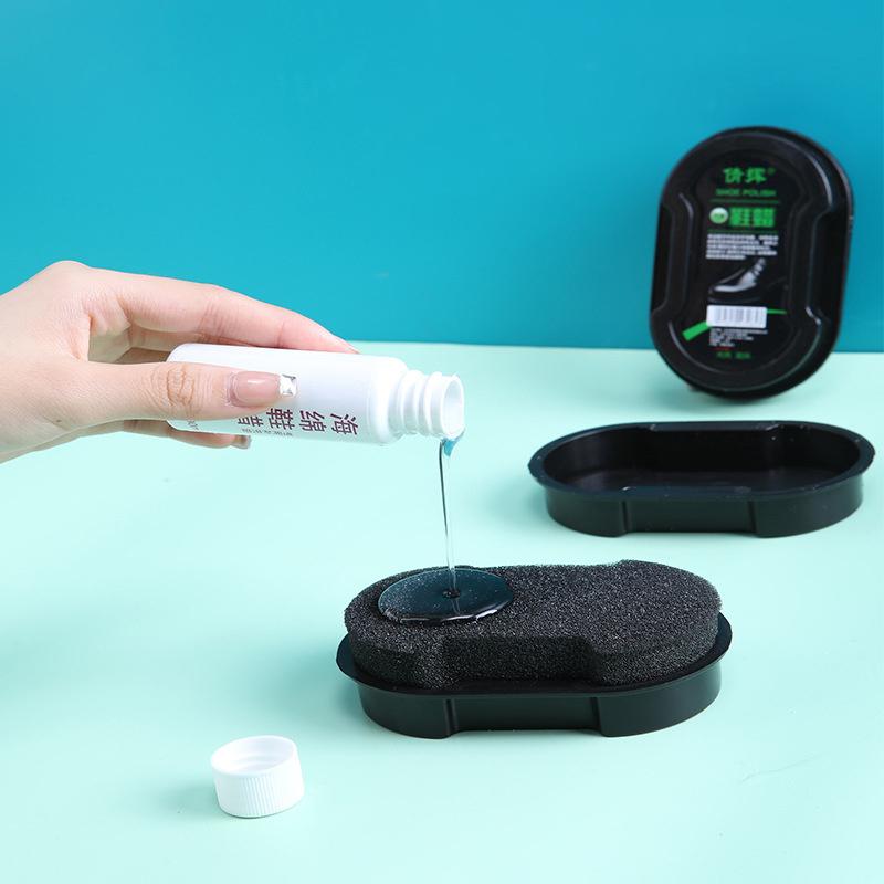 1 Multifunctional Double-Faced Shoe Polish Colorless Light Rub Leather Care Oil Sponge Wax Black Shoes Brush Household Cleaning