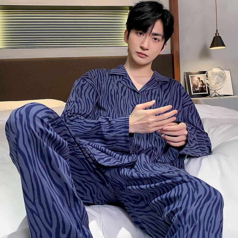 Men's Cotton Pajama Set - Long Sleeve & Pants, Spring To Winter, Casual Outdoor Wear, Plus Size Available