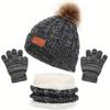 New Children's Hats, Scarves, Gloves, Three-piece Set, Boys and Girls Single-ball Double-ball Knitted Hats