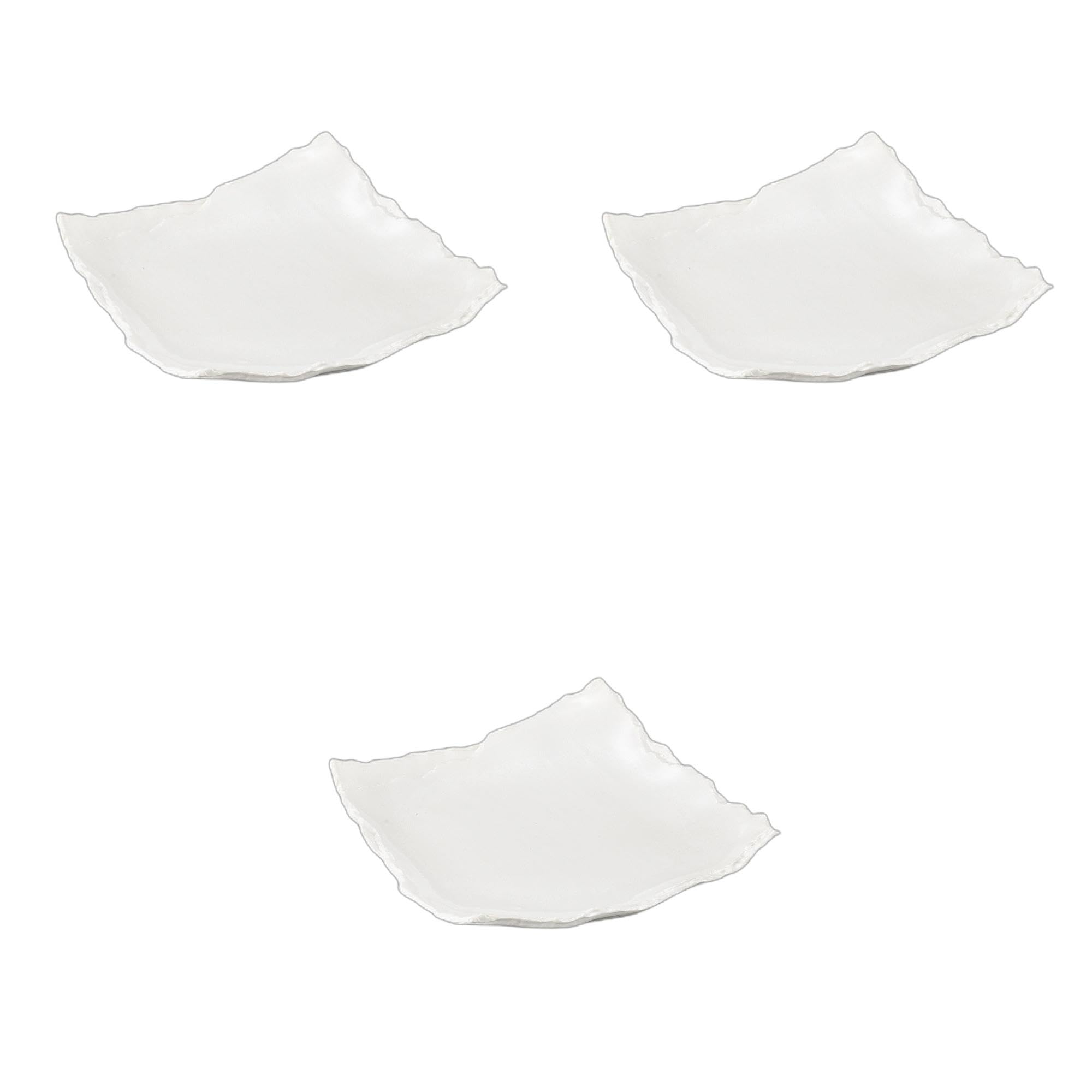 

Set of 3 White Matte Stackable Plates x 24 x Irregular Shape Ceramic Plates by Setomonohonpo 8.5 [24 4.3cm]