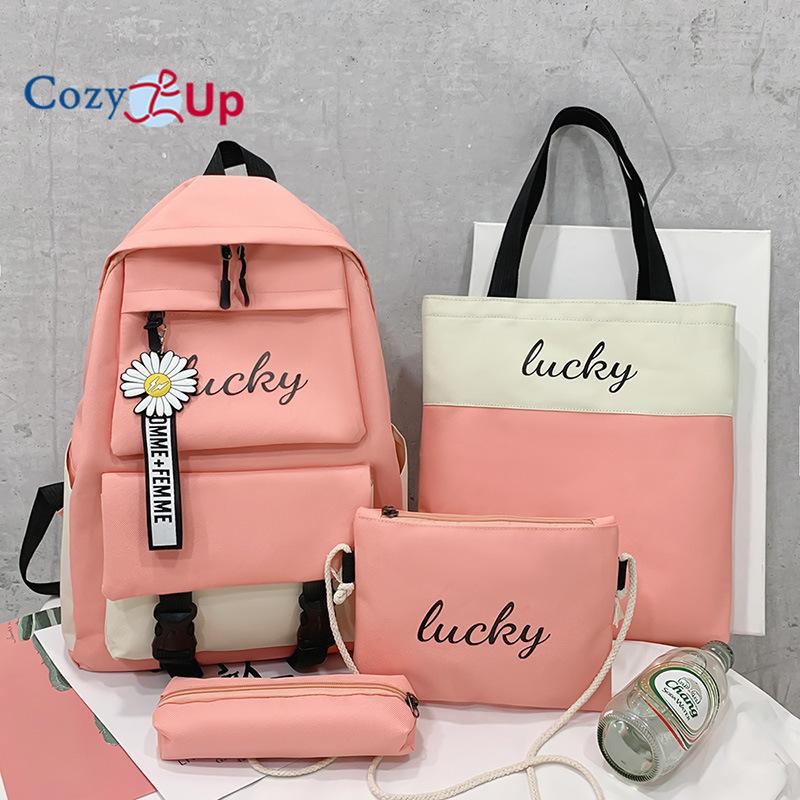 Рюкзак школьная сумка женский буквенный рюкзак контрастного цвета для школьников младших — фото 7