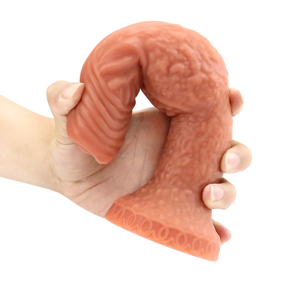 Großer doppelschichtiger Dildo aus Flüssigsilikon mit Kieselgel, strukturierten Adern und doppelter Dichte für lebensechte Empfindungen – wasserdichtes Design