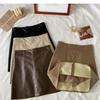 Autumn/Winter 2023 Women's PU Leather A-Line Skirt - High Waist, Slim Fit, Knee-Length, Casual Korean Style