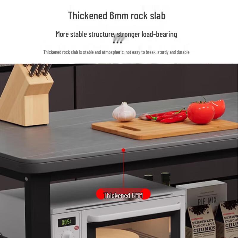 Modern Kitchen Storage Rack with Rock Slab Countertop