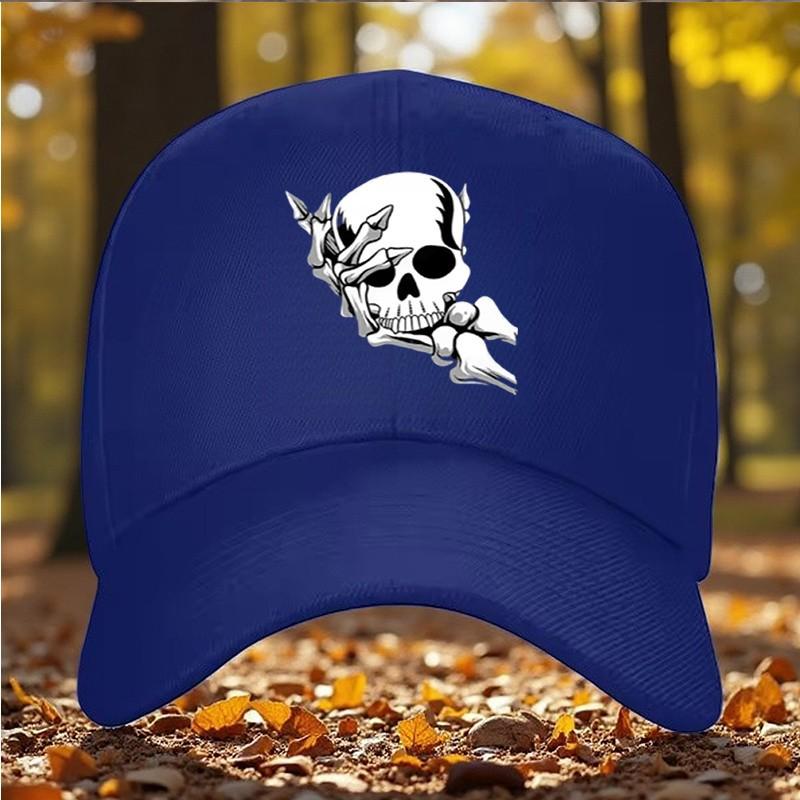 Skull Bones Graphic Baseball Cap Adjustable Polyester Casual Sun Hat for Unisex Women