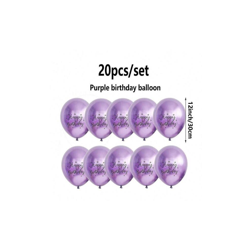 (20pcs Sequin Balloons,Purple)10pcs Birthday Balloons & 20pcs 12" Printed Latex Balloons Set for Party Christmas Graduation