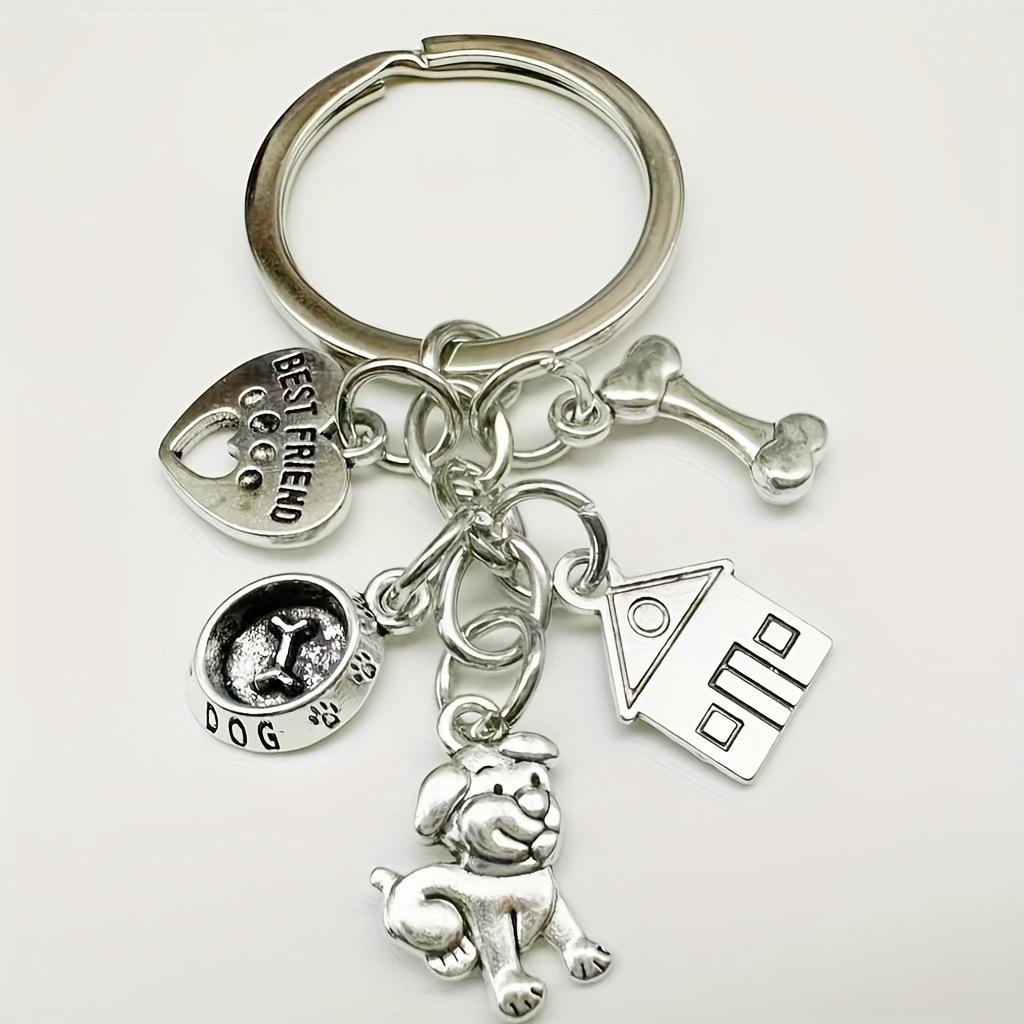 Best Friend Dog Bone Bowl & Keychain Memorial Pet Gift Set Small серебряный