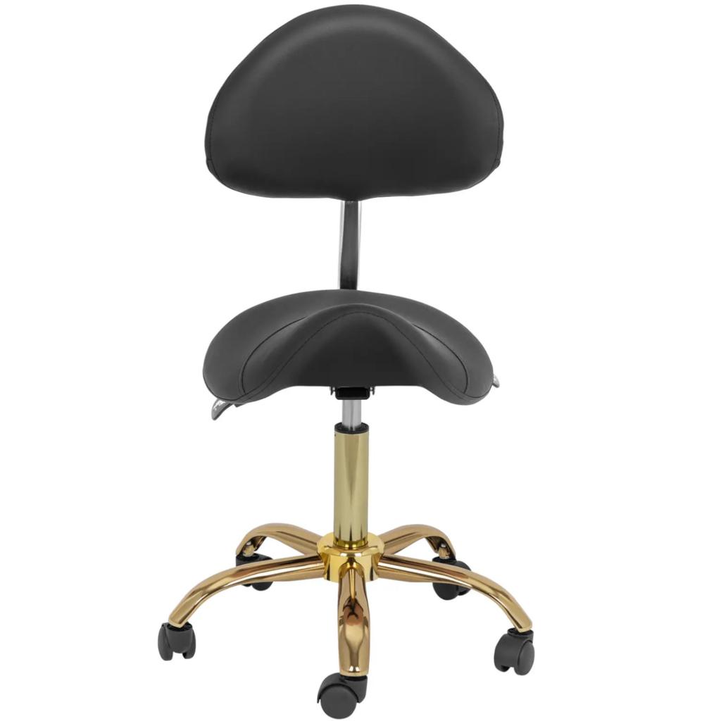 Mannheim Black And Gold Saddle Cosmetic Chair With Adjustable Backrest