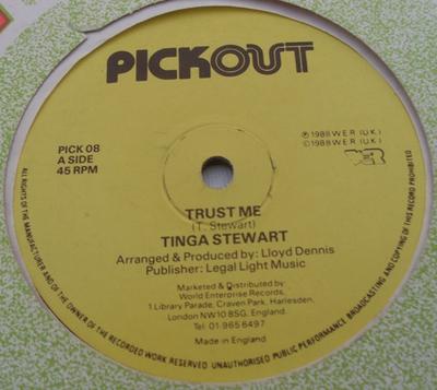 Disque 12 pouces TINGA STEWART / NINJAMAN - Trust Me / Madah Mongoose PICK08 Pickout 1988 UK Reggae, Ska & Dub Occasion