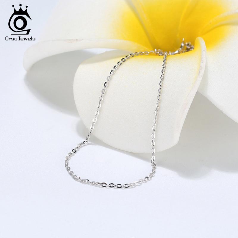 ORSA JEWELS Italian 925 Sterling Silver 1.0mm Cable Chain Personalize Necklace for Women Link Chains Necklace 45 50 55cm SC06-P