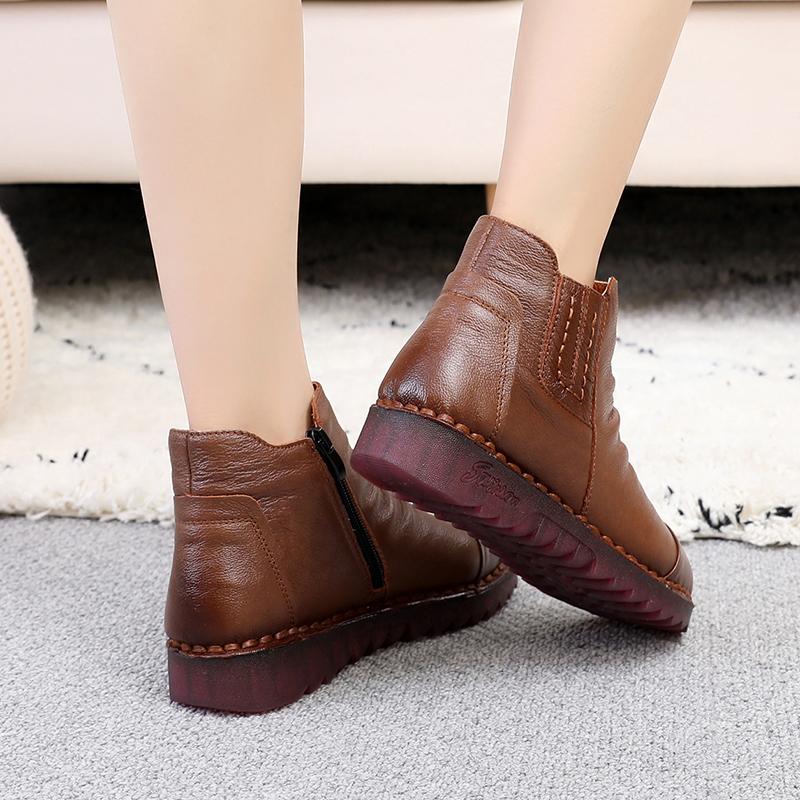 Fashion GKTINOO 2025 Fashion Winter Women Shoes Woman Genuine Leather Flat Ankle Boots Women Waterproof Wedge Warm Boots