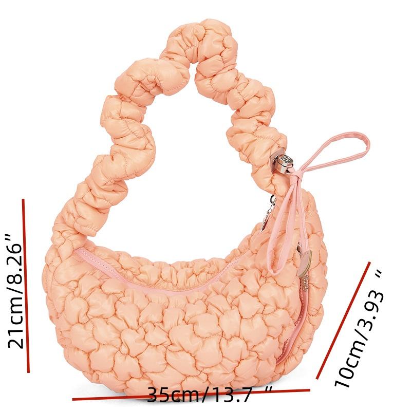 Korean Nylon Pleated Cloud Bags Large Capacity Drawstring Shoulder Crossbody Bags Solid Lightweight Shoulder Bag