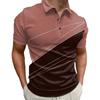 Plain Color Simple Splicing 3D Digital Printing Men's Comfortable Polo Shirt