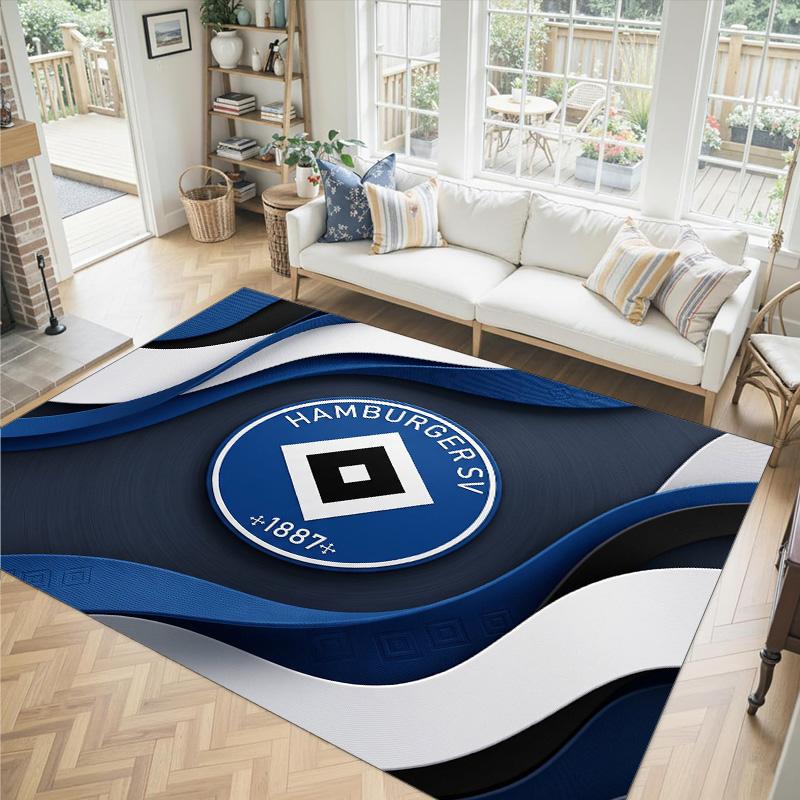 Hamburger SV Football Design Tappeto in Velluto di Cristallo Accogliente Non?Tappeto Stampato Antiscivolo per Camera da Letto Soggiorno Ingresso