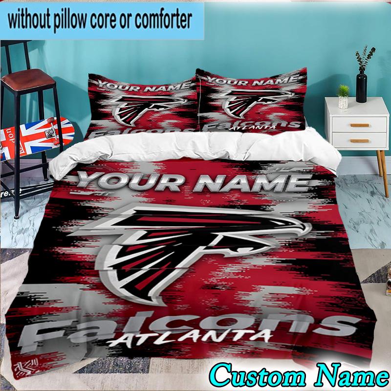 Custom Name 3PCS Atlanta Logo Bedding Set,Including  Duvet Cover And 2pcs Pillowcases Perfect for Bedroom,Dormitory,Fan Christmas gift