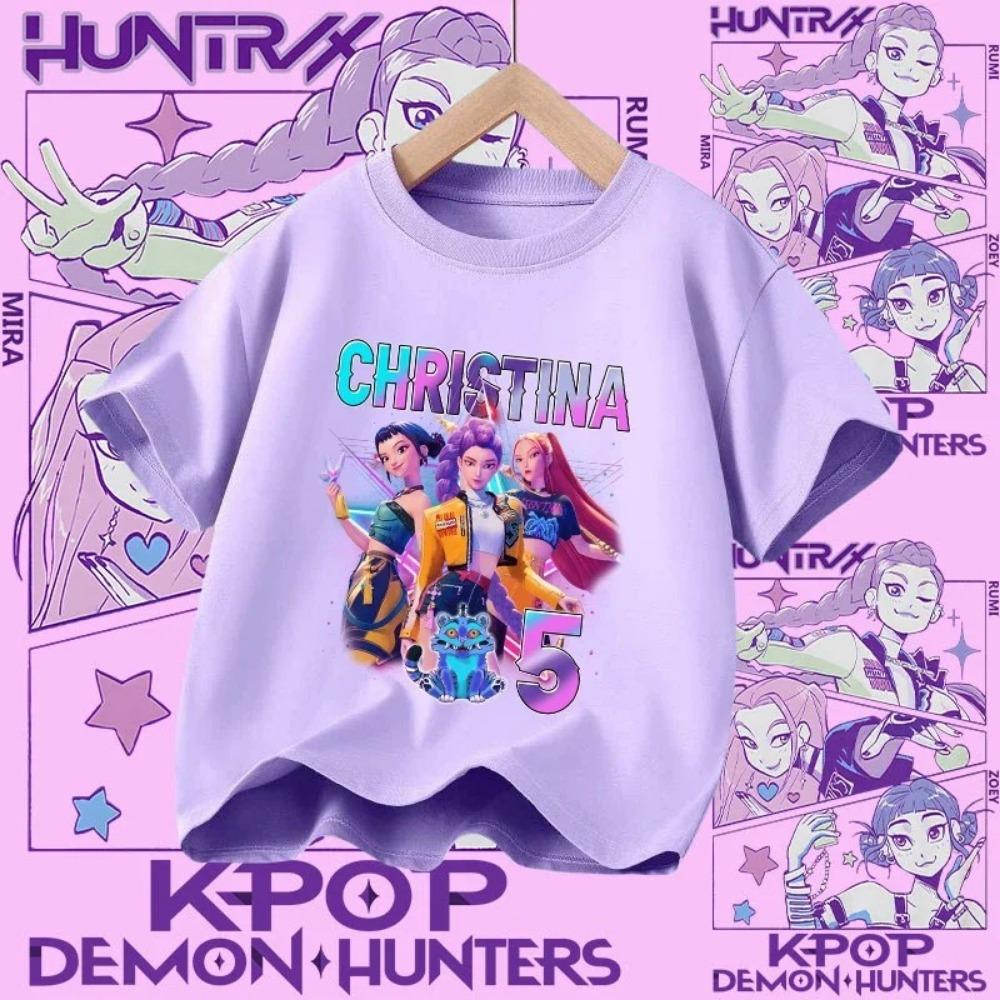 Kpop Demon Hunters T-shirt for Kids, Short Sleeve T-shirt for Girls, Saja T-shirt , Kpop Demon Hunters T-shirt, Family Clothing