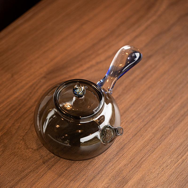 

Чайник из высокоборосиликатного стекла, утолщенный, термостойкий, с боковой ручкой, маленький, бытовой, защищенный от ожогов, чайник для зеленого чая