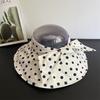 Japanischer Stil Polka Dot Leinen Breiter Rand Sonnenhut Damen UV-Schutz Faltbar Leere Oberseite Gesichtsschutz Kappe Outdoor Sommer Sonnenschutz
