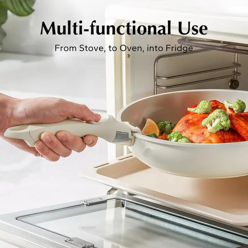 White & Grey Anti Scalding Cookware Sets with Detachable Handles Replacement Universal Pot Handle All-purpose Detachable Handle