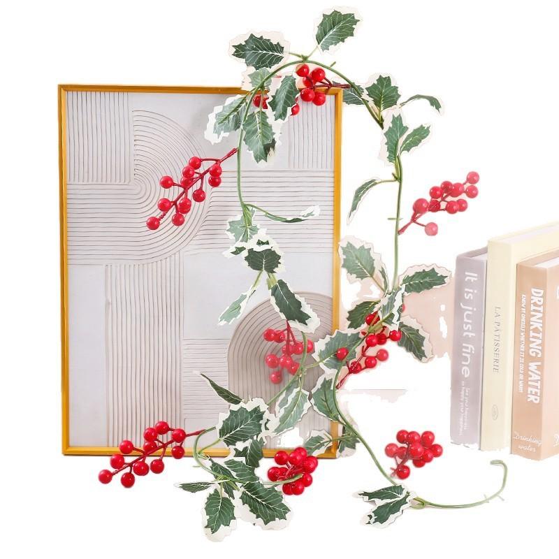 Christmas Decorative Faux Vine With Red Fruit For Holiday Home Decor