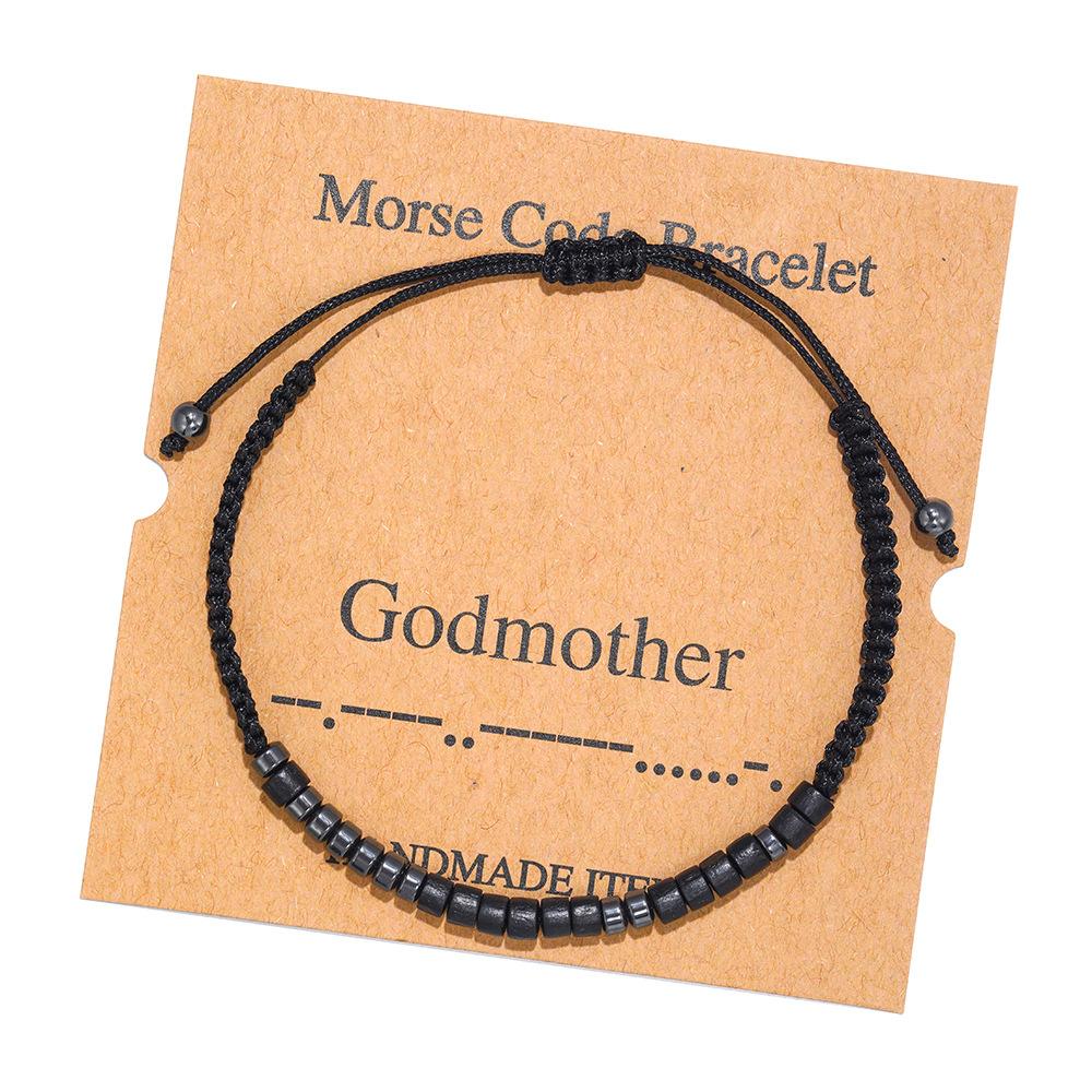 

Creative Black Iron Stone String Wood Chip Beads Handwoven Card Couple Bracelet Black wood chips