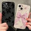 Girl Bow Phone Case For iphone16E 16pro 15pro 14 13 12 11 7 8 XR XS 14plus Silicone Anti Fall Protective Cover