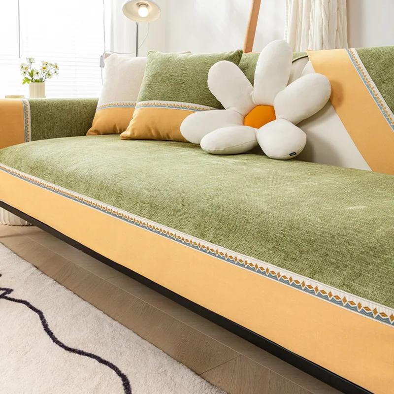 Желтый чехол для дивана с широкими краями — фото 6