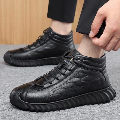 Winter Warm Thickened Wool Casual Men's Cotton Shoes High-top Men's Non-slip Dad Shoes Lace-up Thick-soled Junior Cotton Boots