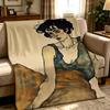 artist E-Egon Schiele-e Throw Thick Comfort Flannel Quilt, Multi-scene Use Indoor Outdoor Daily Nap