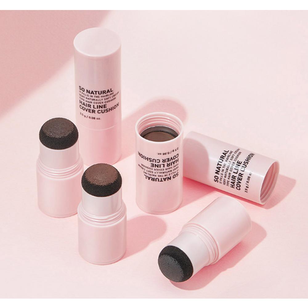 SO NATURAL Hair Line Cover Cushion Dark Brown 2.5g – Root Touch Up, Natural Coverage, Korean