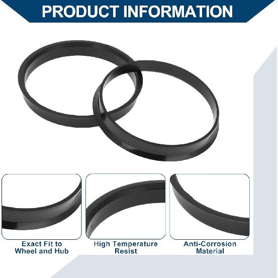 Car Wheel Hub Centric Rings Wheels Center Shaft Shock Absorbing Hubrings Durable Polycarbonate OD 56.1mm to ID 54.1mm 4 Pcs Black Durable Material