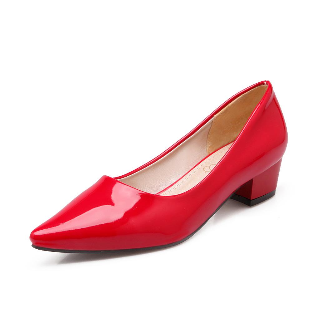 Fashion Low Heels Elegant Women's Pumps Shoes Casual Candy Yellow Blue Red Nude Short Heeled Office Wedding Dress Shoes Ladies