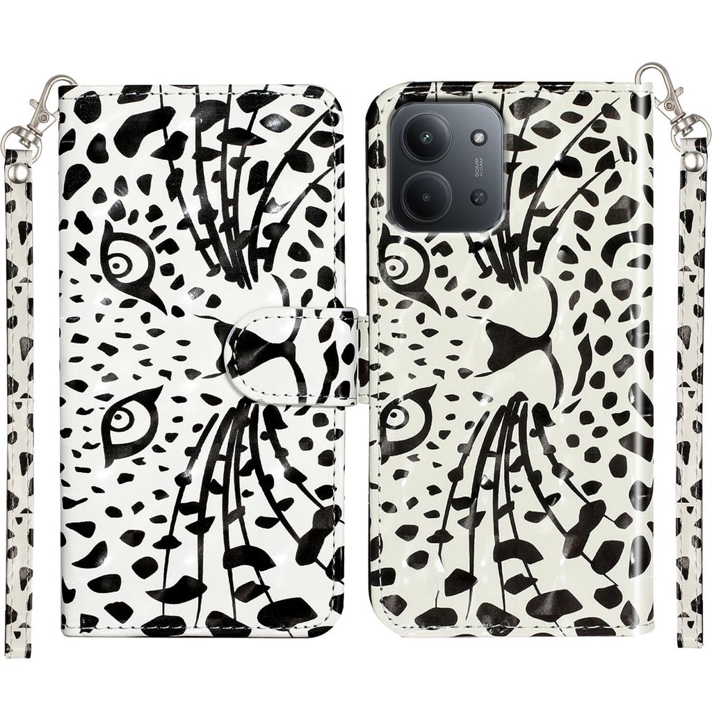 For Xiaomi Redmi 15C 4G (EU) (173mm)/15C 5G (EU) (173mm)/Poco C85 4G (173mm) Case Pattern Print Leather Phone Cover with Strap