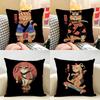 Japanese Style Samurai Cat Cushion Cover Natural Linen Organic Fabric DoubleSided Printing Room Sofa Decor Pillow Case