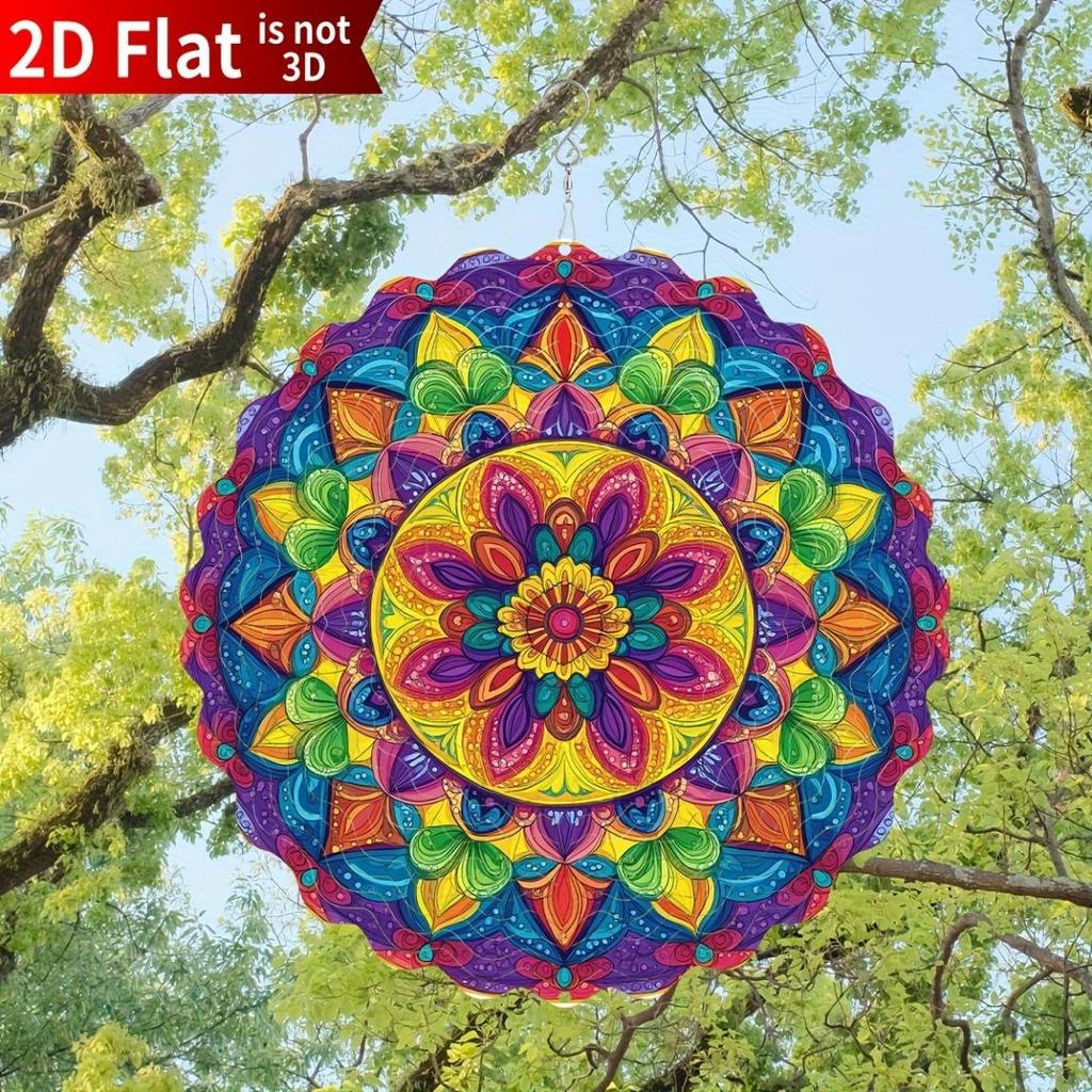 25.4cm Classic Stainless Steel Mandala Wind Spinner – Elegant Handcrafted Garden Decor for Indoor/Outdoor Use, Holiday Ornament for Halloween