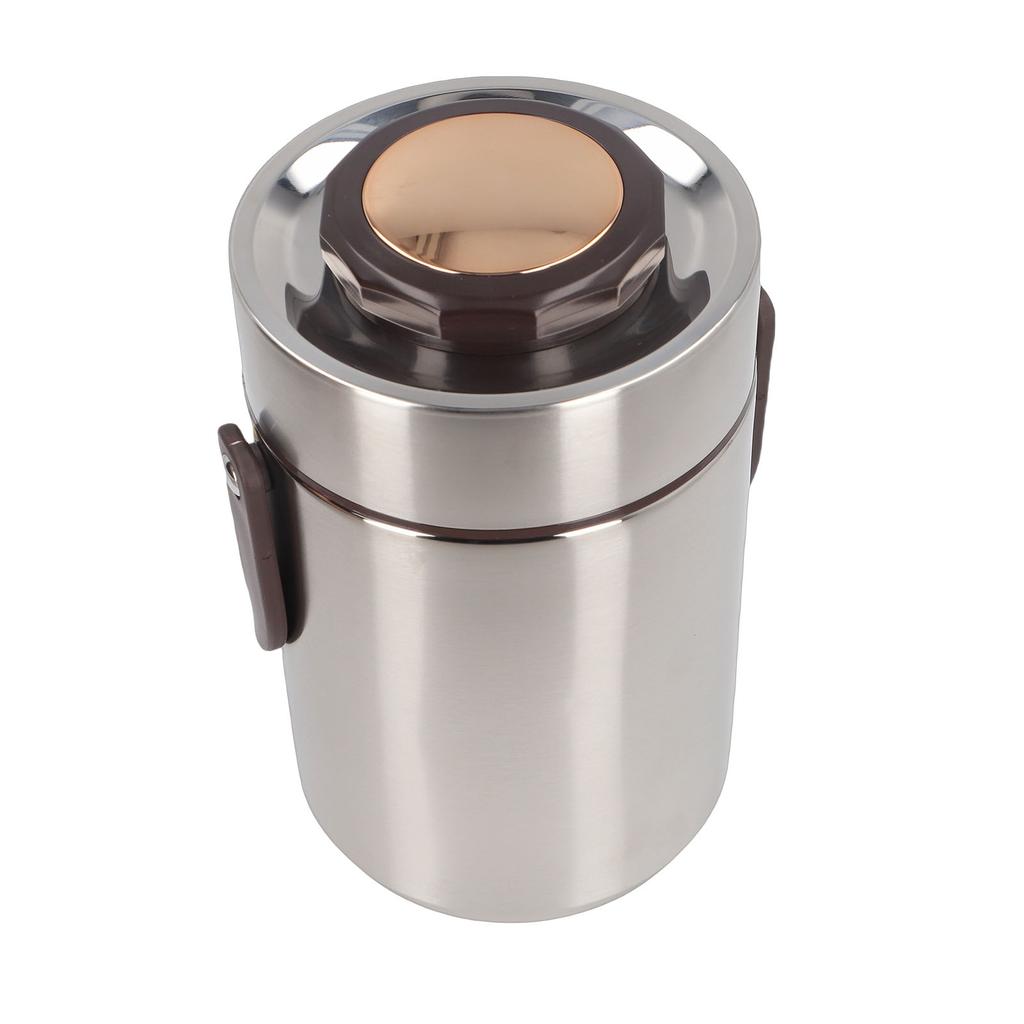 Caixa de Almoço Térmica a Vácuo de Aço Inoxidável 304 de 2000ml Portátil Barril Térmico a Vácuo de 3 Camadas Cor Aço Inoxidável