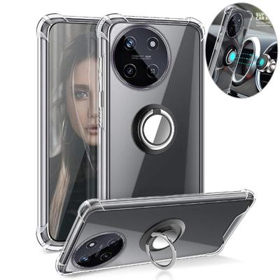 Ringständer klarer Fall für OPPO Realme 11 4G 11X Pro Plus Halter Halterung stoßfeste transparente weiche TPU-Silikon-Schutzhülle für die Rückseite des Telefons