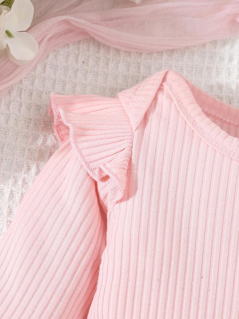 European & American Pastoral Style Infant Romper 3-Piece Set: Bow Floral Suspender Skirt