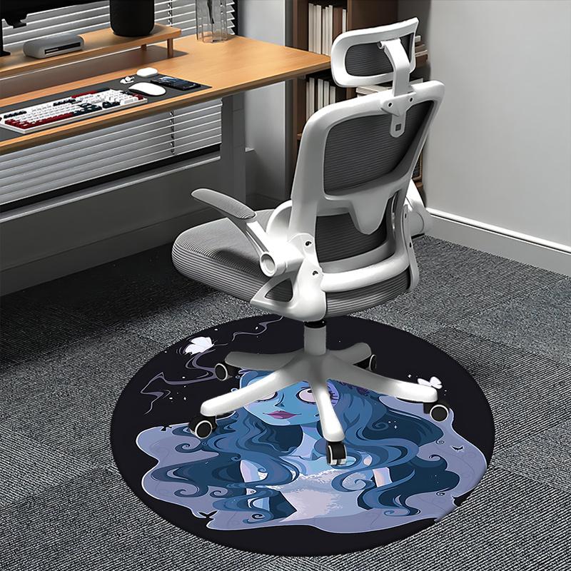 

Elegant Blue Haired Fairy Chair Mat Round Carpet for Home Decor, Office Use, Bedroom & Living Room Gift Idea0220b 80cm by 80cm