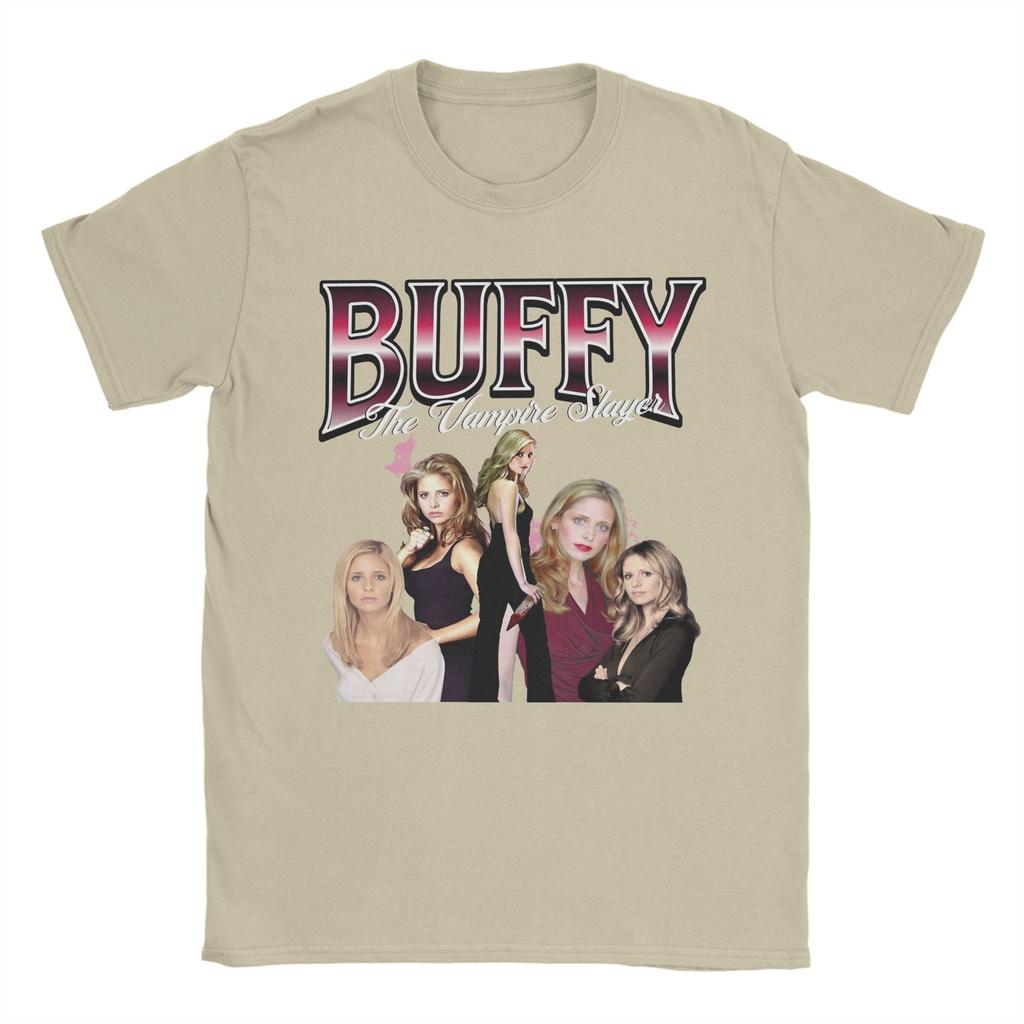 Cool Buffy the Vampires Slayer T-Shirts Men Crewneck Pure Cotton T Shirt TV Show Short Sleeve Tees Plus Size Clothes