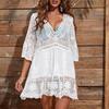Bikini Cover Up Lace Hollow Out Summer See Through Sun Protection Swimwear Tunic for Beach