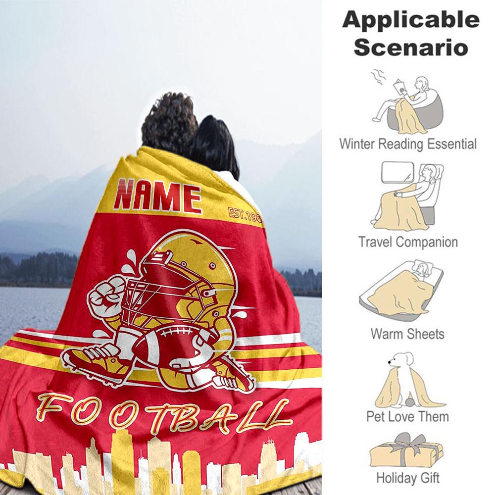 Rugby Fan Style Customize Your Name Blanket Cozy Customizable Blanket Soft & Cozy Versatile for Office Home Decor Livingroom Living Room
