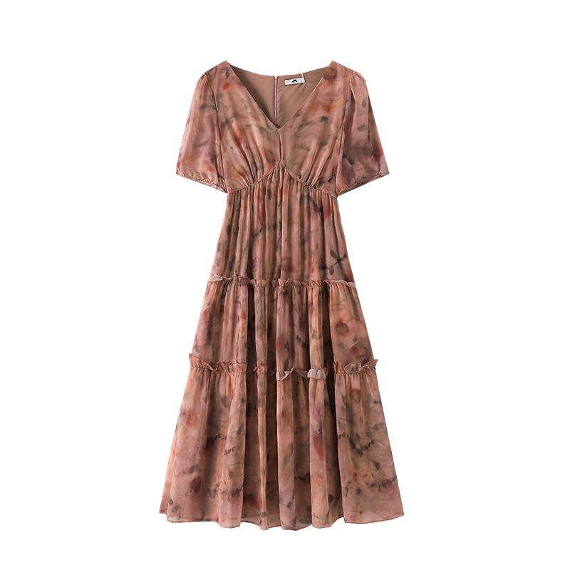 

Плюс Размер Женское Летнее Новое Винтажное Стильное Цветочное Платье С Короткими Рукавами и Высокой Талией Утягивающее Платье 6XL