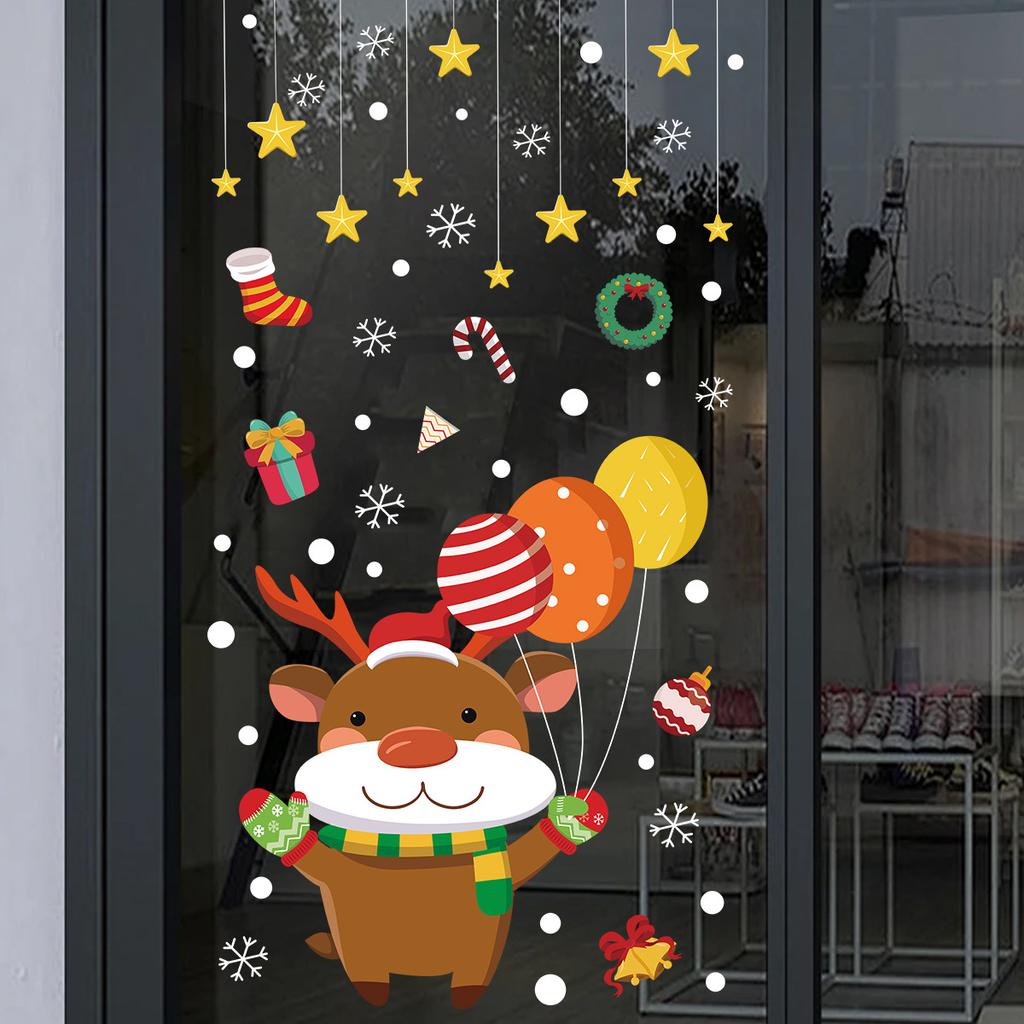 Christmas Decoration Static Stickers for Santa Claus Balloons for Shopping Malls and Stores' Windows, Glass Door Stickers